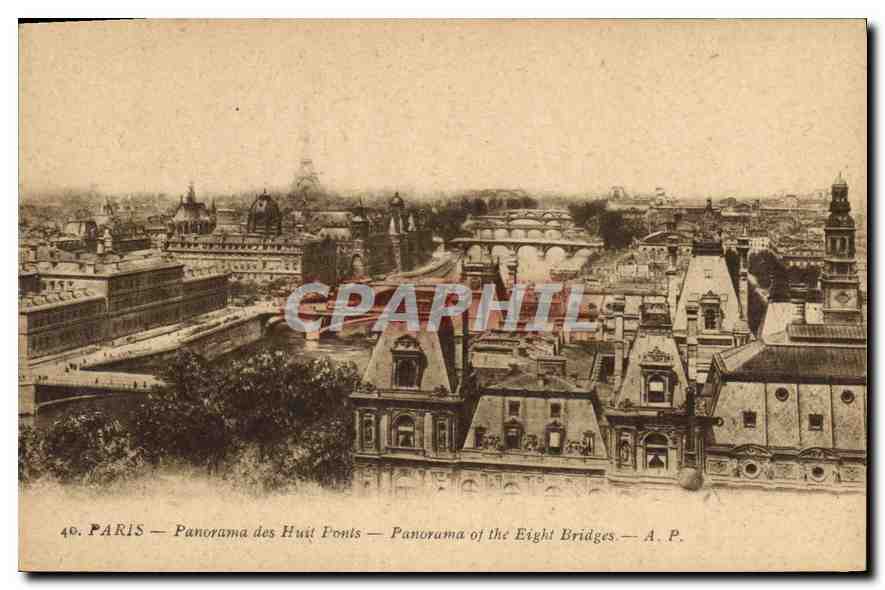 CPA Paris panorama des Huit Ponts 