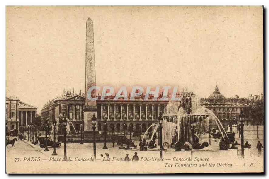 CPA Paris Place de la Concorde les Fontaines de l'Obelisque 