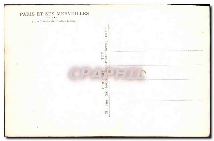 CPA Paris et ses Merveilles Parvis de Notre Dame  — Rückseite