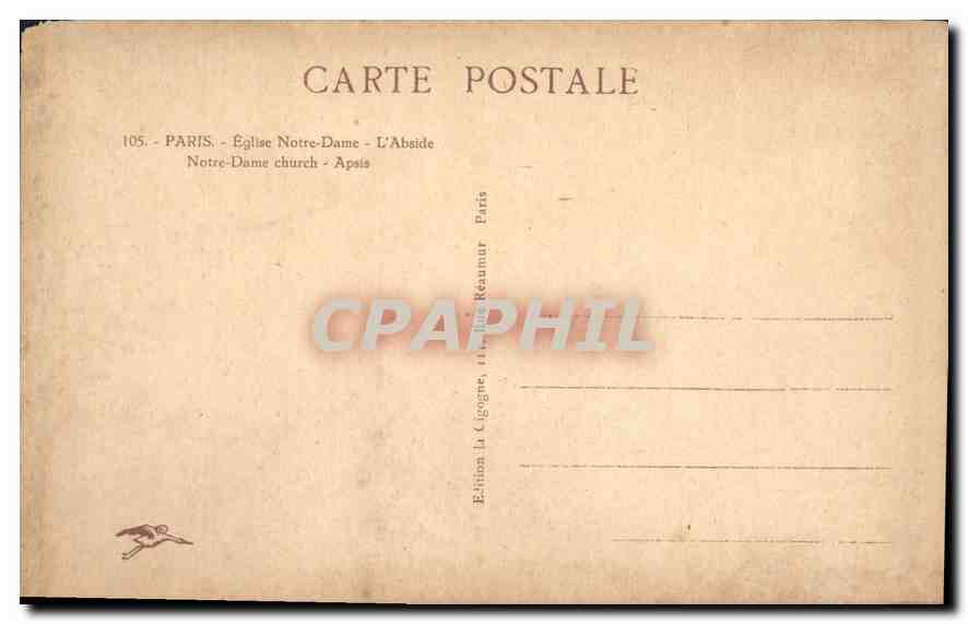 CPA Paris Eglise Notre Dame l'Abside  — Rückseite