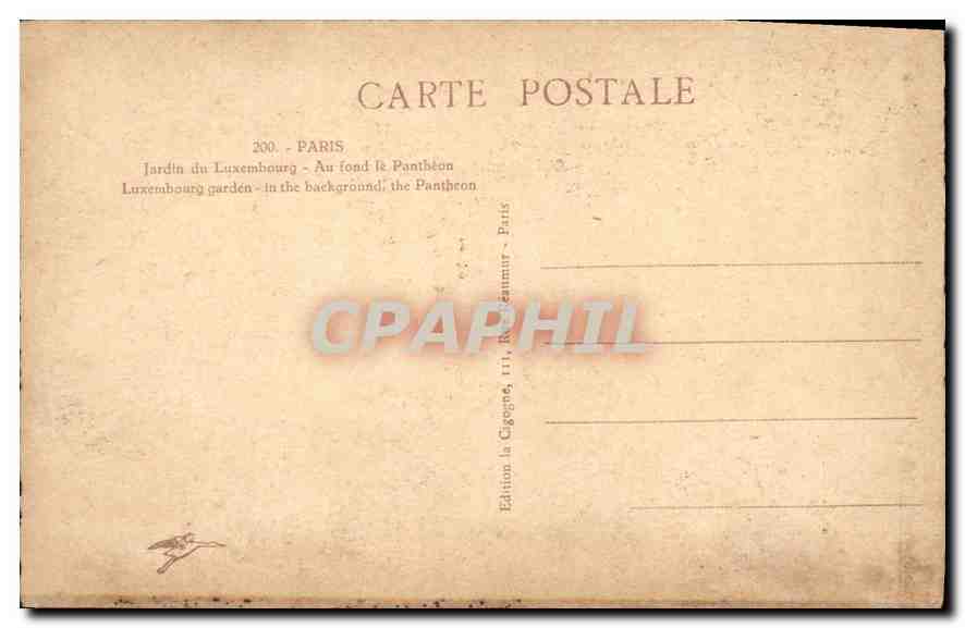 CPA Paris jardin du Luxemnbourg au Fond le Pantheon  — Rückseite