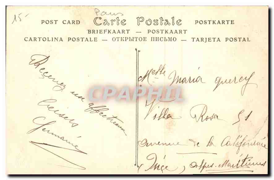 CPA Paris l'Arc de Triomphe du Carrousel  — Rückseite