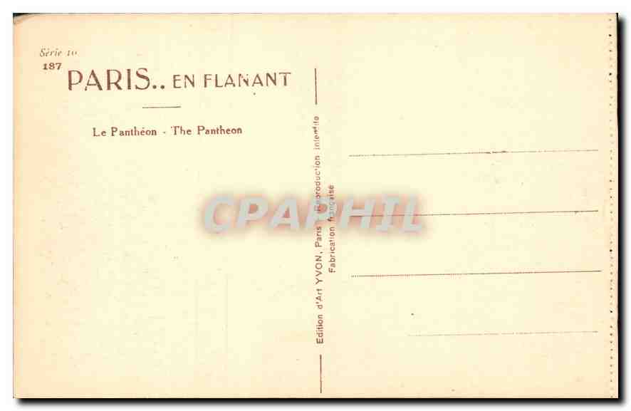CPA Paris en Flanant le Pantheon  — Rückseite