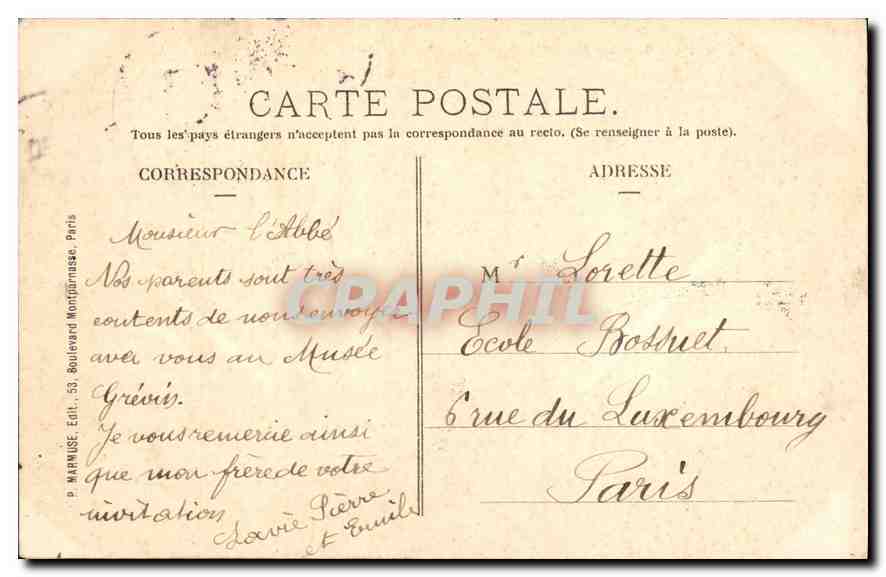 CPA Paris la Madeleine  — Rückseite