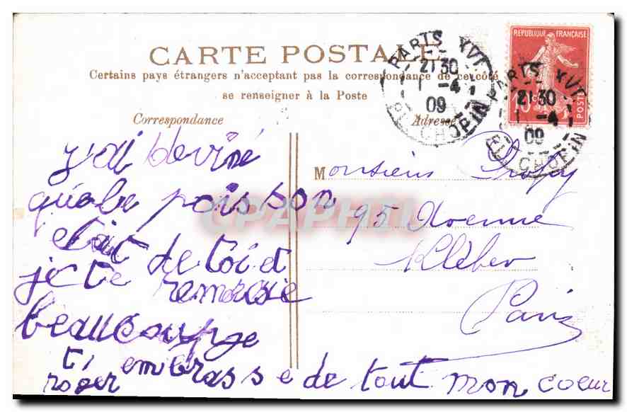 CPA Paris l'eglise la Madeleine  — Rückseite