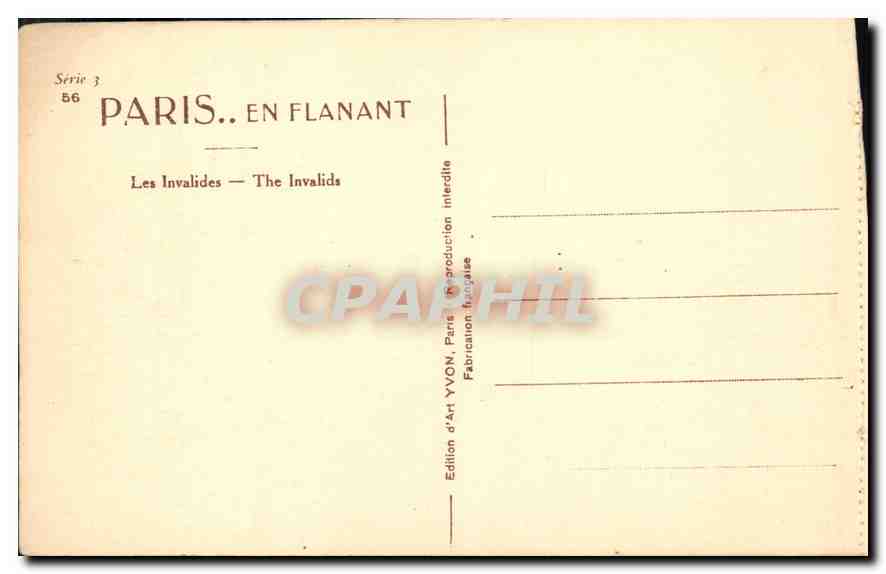 CPA Paris en flanant les Invalides  — Rückseite
