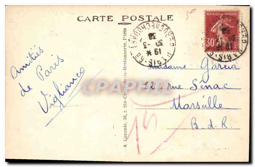 CPA Paris les Invalides  — Verso