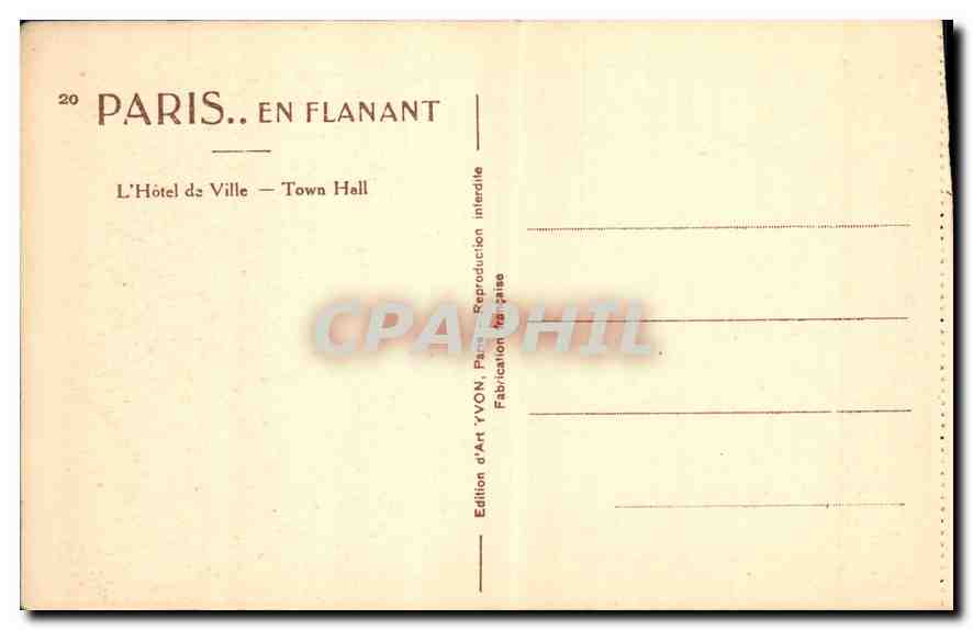 CPA Paris en flanant l'hotel de Ville  — Rückseite