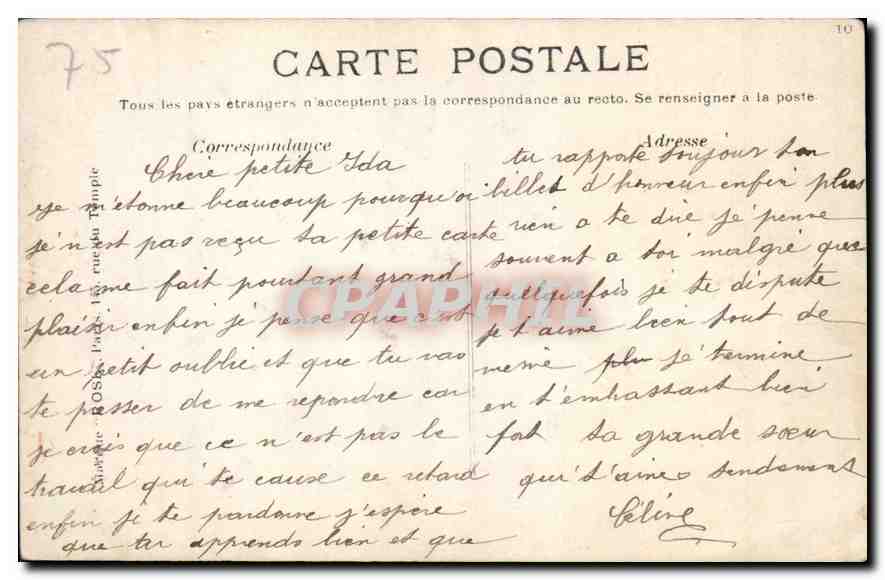 CPA Paris Notre Dame la Facade et le Parvis  — Verso