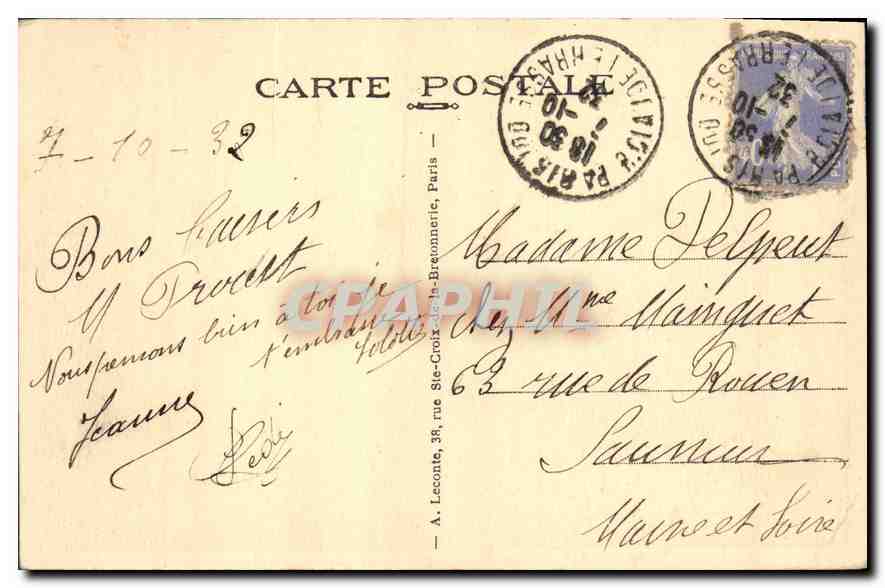 CPA Paris Bois de Boulogne le Lac  — Rückseite