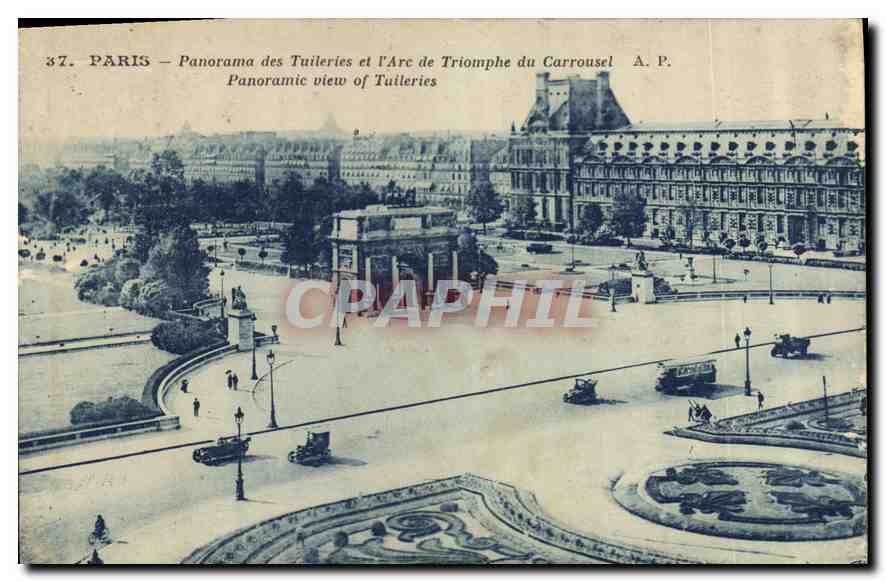 CPA Paris panorama des Tuileries et l'Arc de Triomphe du Carrousel 