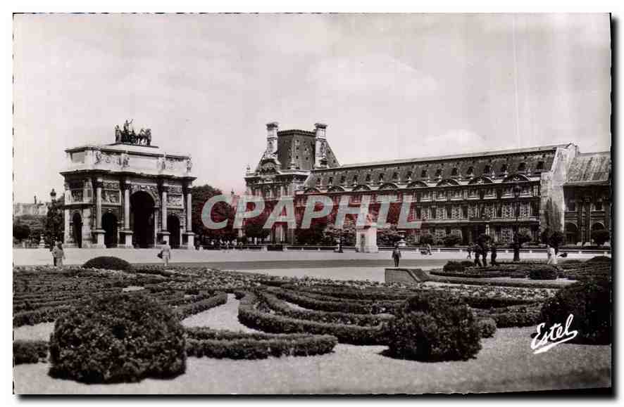 CPA Paris le Jardin des Tuileries et l'Arc de Triomphe du Carrousel 