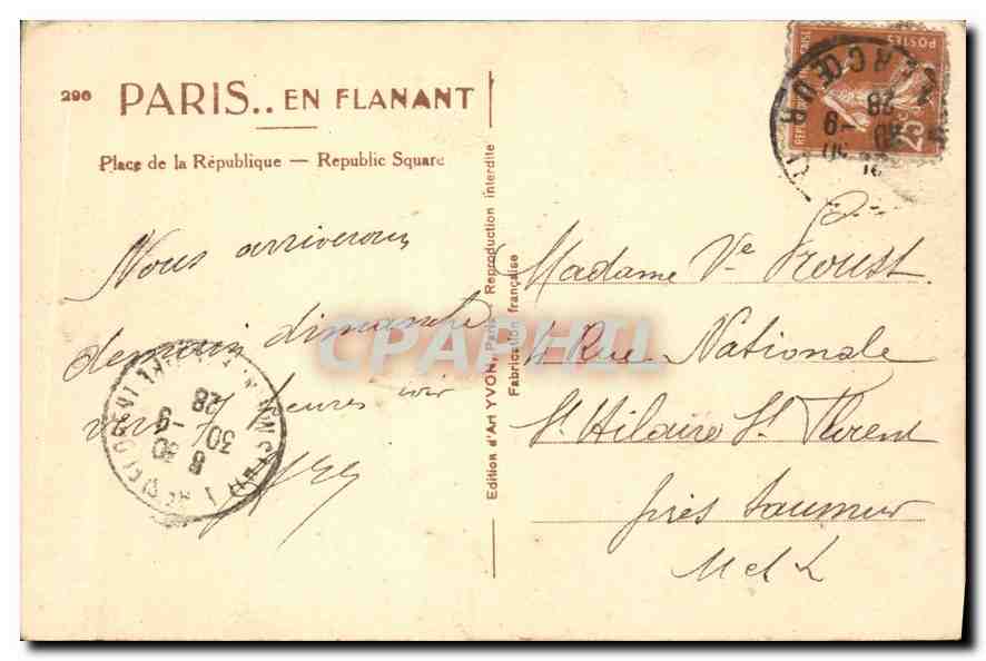 CPA Paris en flanant Place de la Republique  — Rückseite