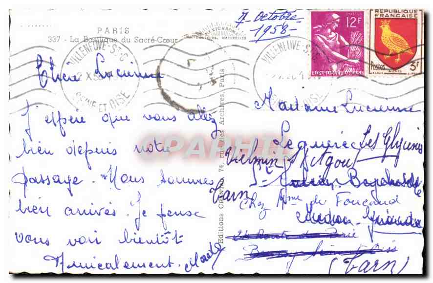 CPA Paris la Basilique du Sacre Coeur  — Rückseite