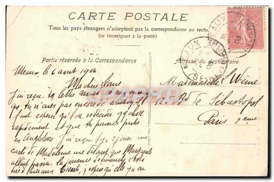 CPA Meaux Cabinet de Travail de Bossuet  — Rückseite