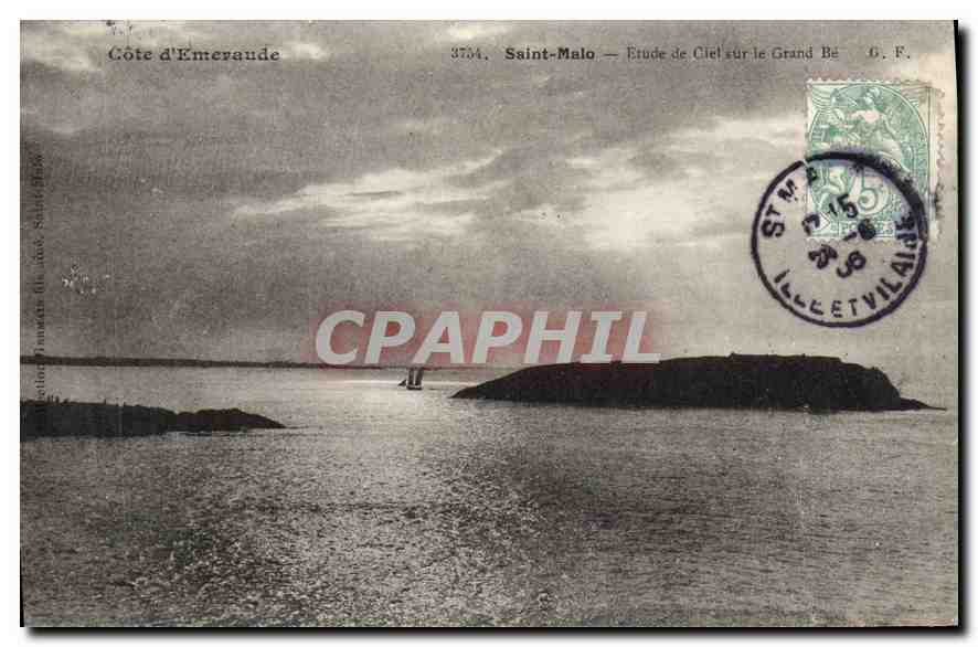 Côte d'Émeraude — Étude de Ciel sur le Grand Bé — Saint-Malo — G. F. — n° 3734