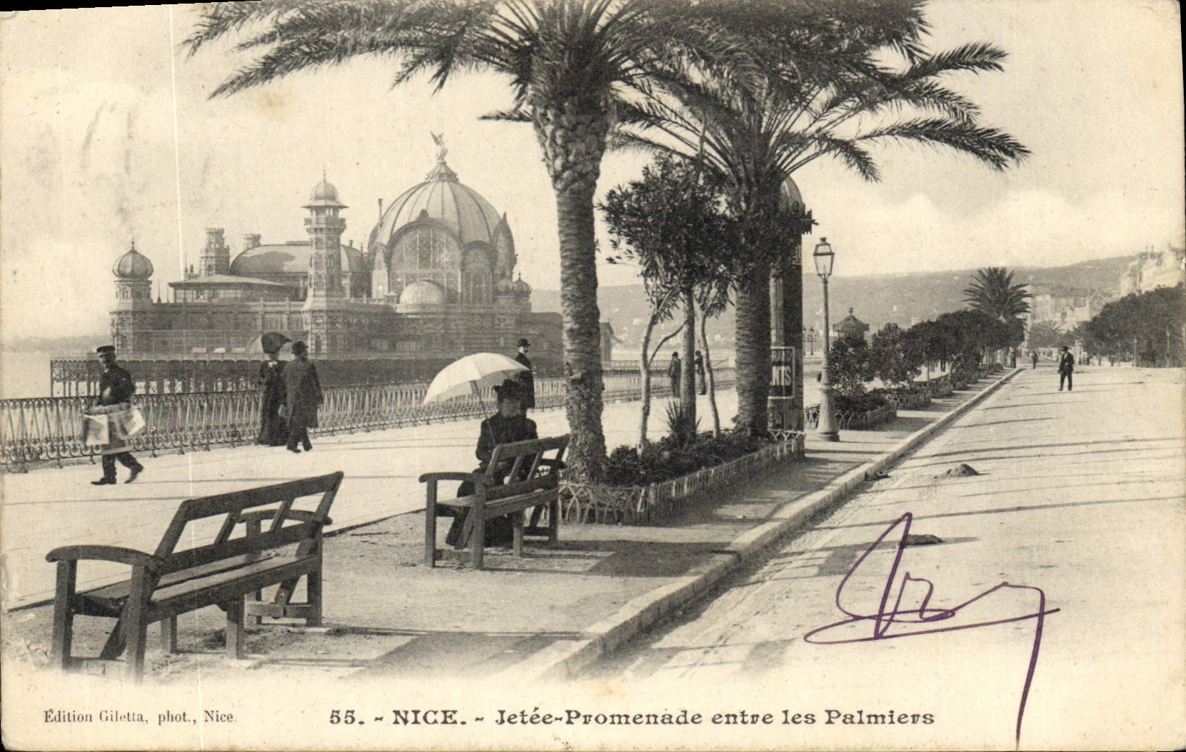 CPA Nice Jetee Promenade entre les Palmiers 