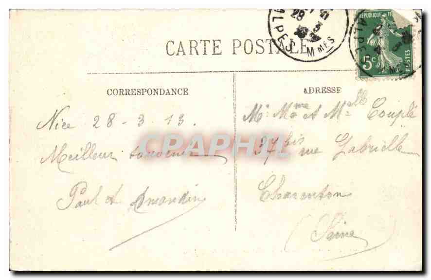 CPA Nice la Promenade des Anglais et le Palais de la Jetee  — Rückseite