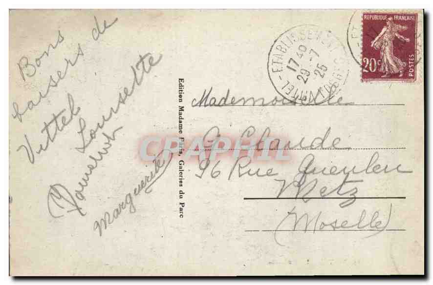 CPA Vittel la Roseraie  — Verso