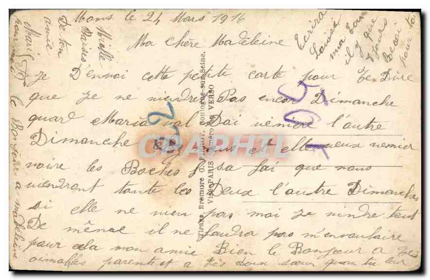 CPA Glorieuse Annee Je ne vous oublie pas  — Back