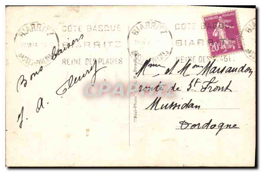 CPA Biarritz Les Bains et le Port Vieux  — Verso