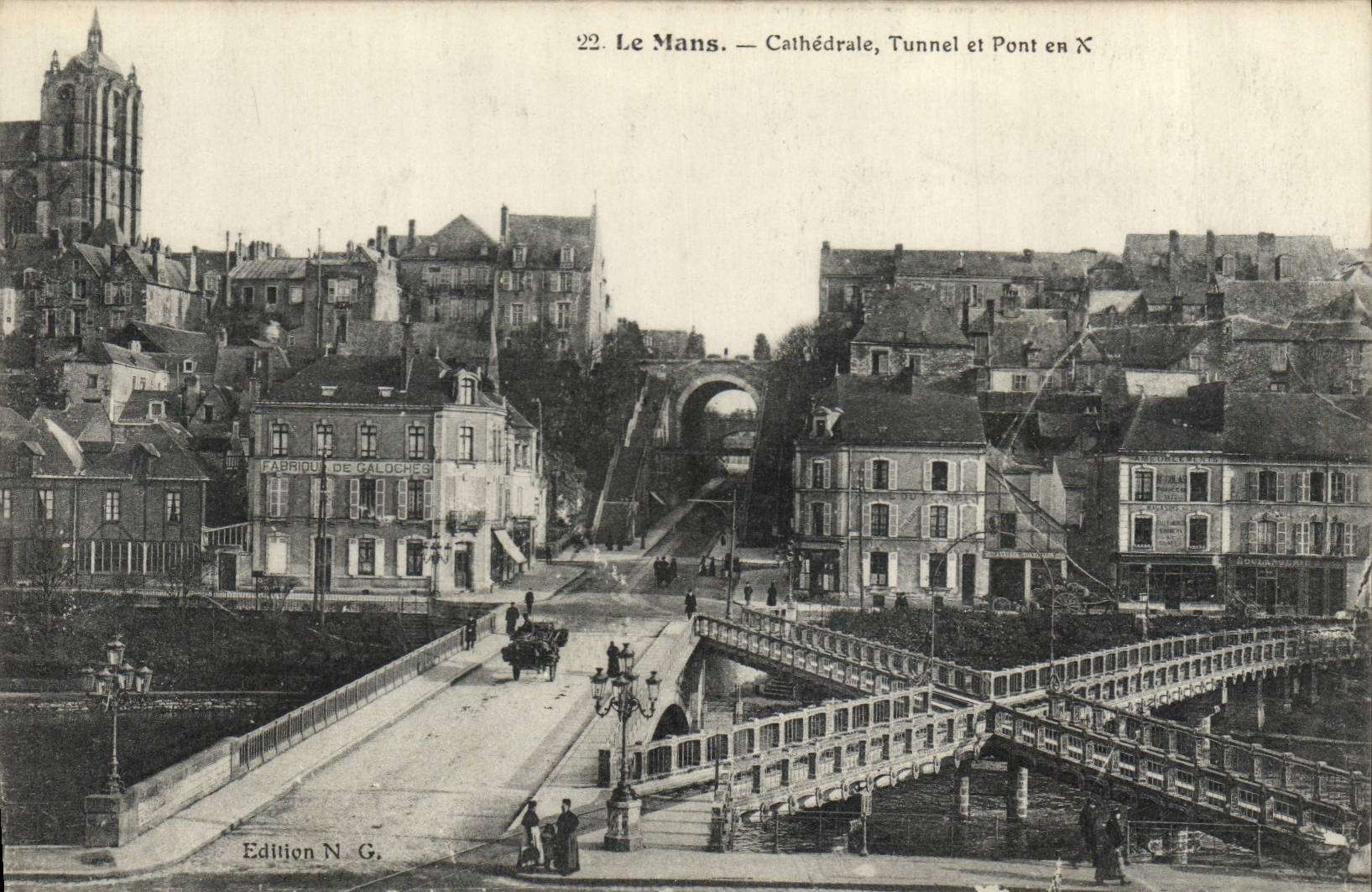 CPA Le Mans Cathedrale Tunnel et Pont en X 