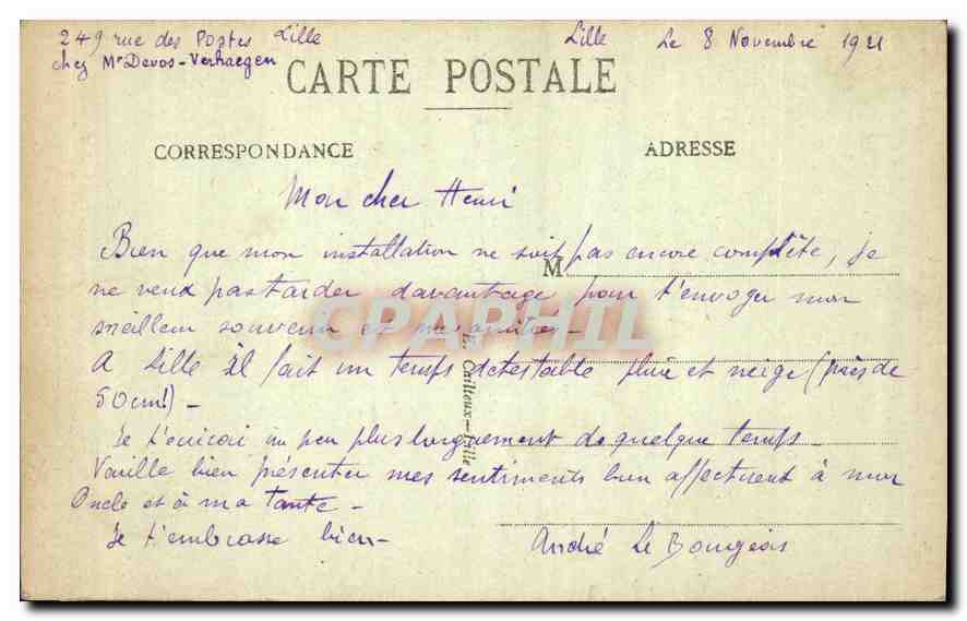 CPA Lille Place de la Republique et Rue Inkermann  — Rückseite
