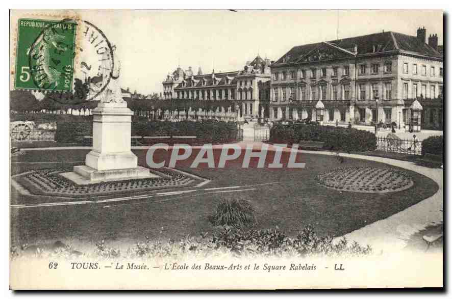 CPA Tours le Musee l'Ecole des Beaux Arts et le Square Rabelais 