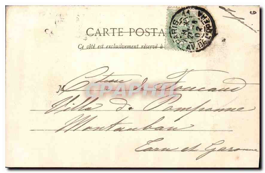 CPA Paris le Pac Monceau les Ruines  — Rückseite