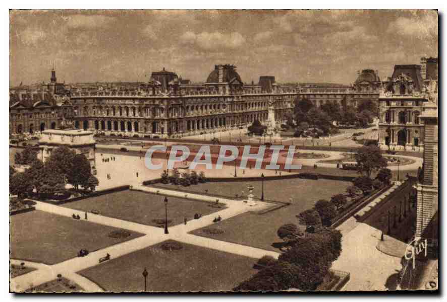CPA Paris et ses Merveilles Perspective sur la Place du Carrousel et le Palais du Louvre 