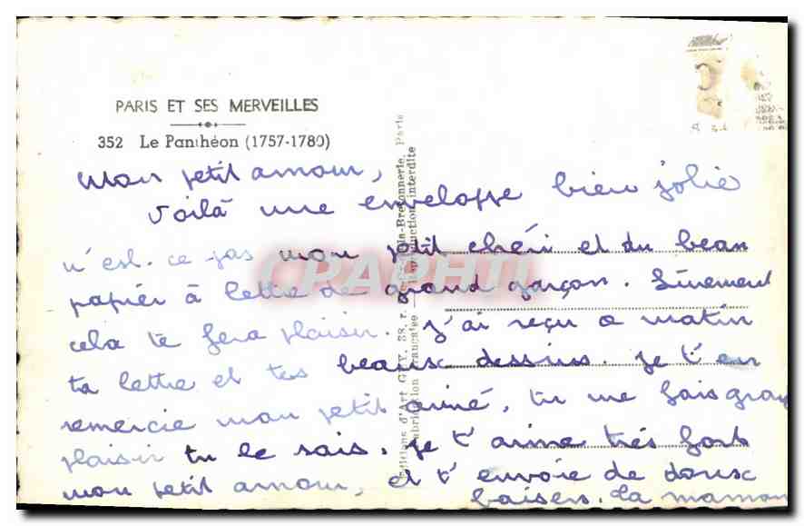 CPA Paris et ses Merveilles le Pantheon 1757 1780  — Rückseite