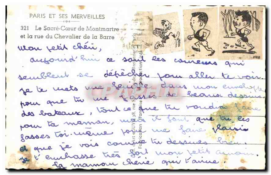 CPA Paris et ses Merveilles le Sacre Coeur de Montmartre et la rue du Chevalier de la Barre  — Rückseite