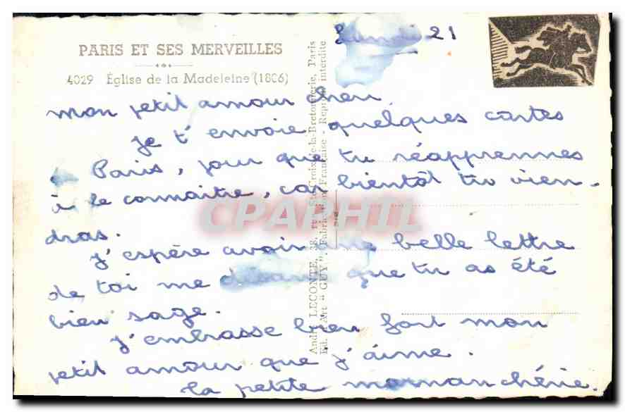 CPA Paris et ses Merveilles Eglise de la Madeleine 1806  — Rückseite
