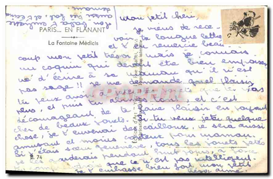 CPA Paris en Flanant la Fontaine Medicis  — Rückseite