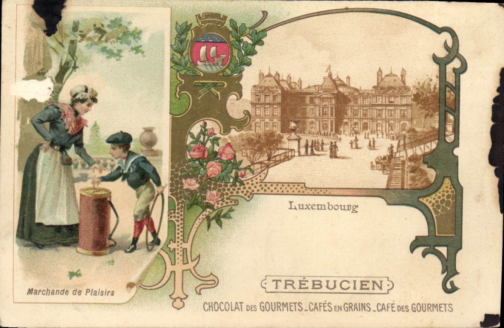 CPA Luxembourg Marchande de Plaisirs Trebucien Chocolat des Gourmets Cafes en Grains Cafe des Gourme