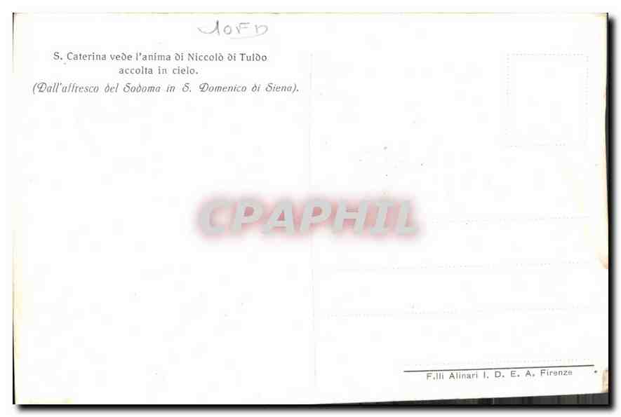 CPA S Caterina Vedo l'anima di Niccolo di Tuldo accolta in Cielo  — Verso