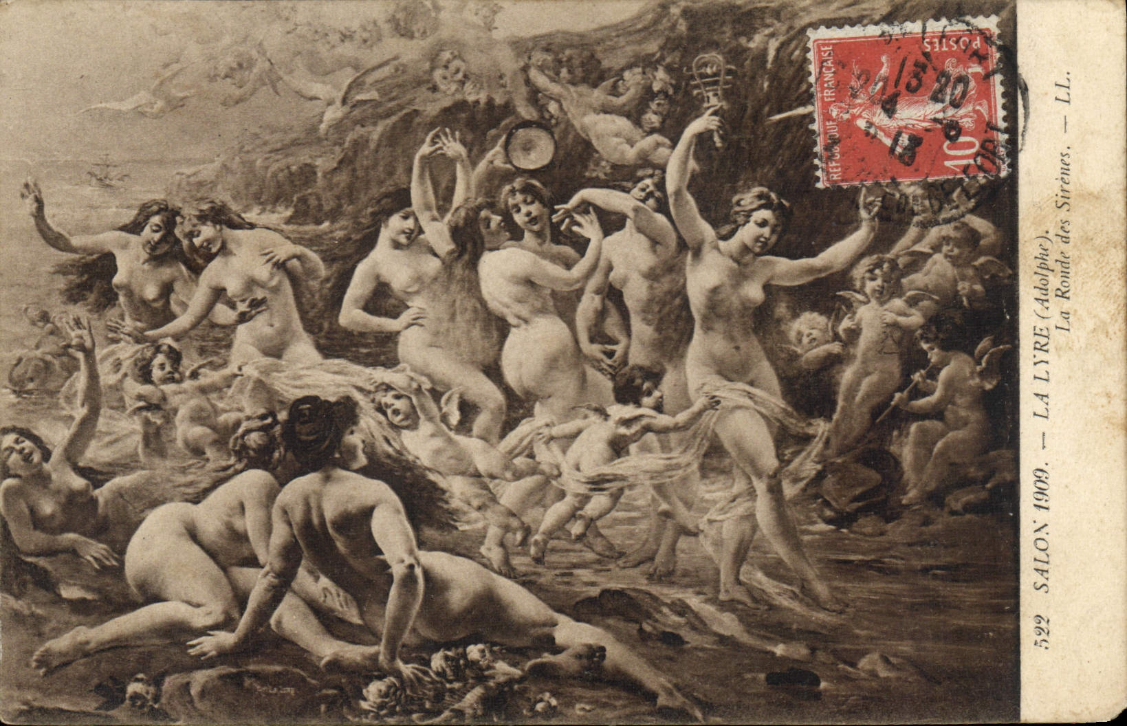 CPA Salon 1909 la Lyre Adolphie la Ronde des Sirenes 