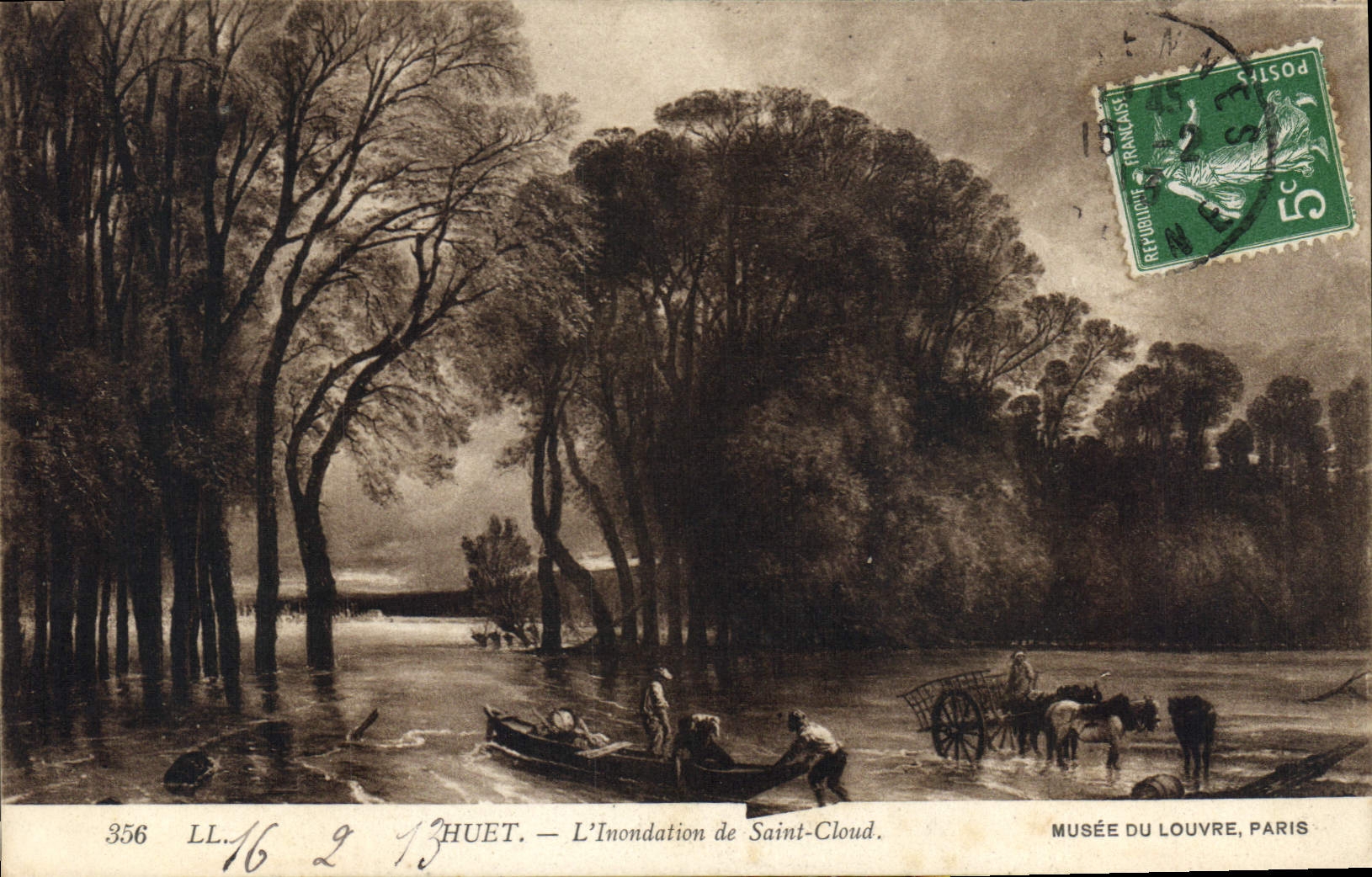 CPA Huet l'Inondation de Saint Cloud Musee du Louvre Paris 