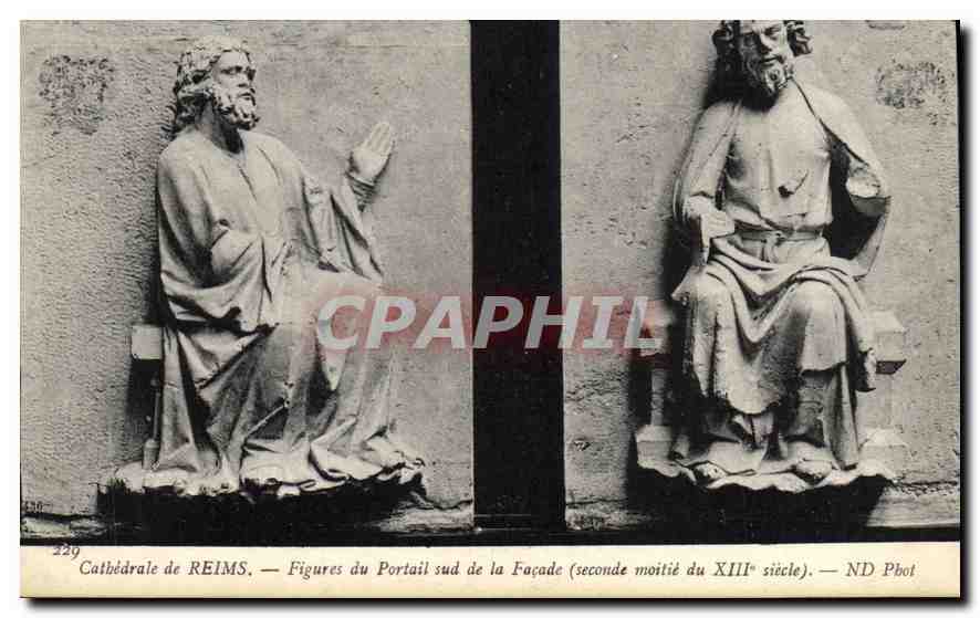 Cathédrale de REIMS — Figures du Portail sud de la Façade (seconde moitié du XIIIe siècle) — ND Phot