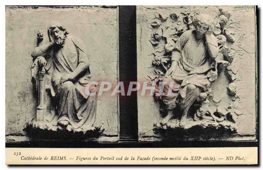 CPA Cathedrale de Reims Figures du Portail sud de la Facade Seconde Moitie du XIII siecle 