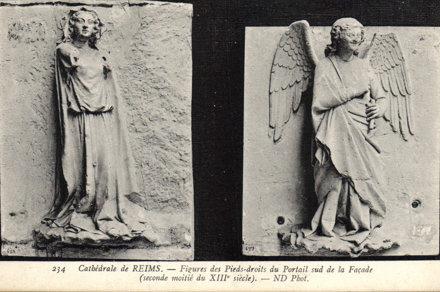 CPA Cathedrale de Reims Figures des Pieds droits du Portail sud de la facade seconde moitie du XIII 