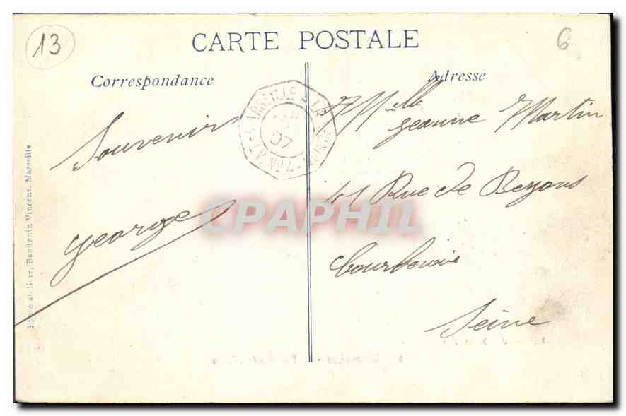 CPA Marseille La Porte d'Aix  — Verso