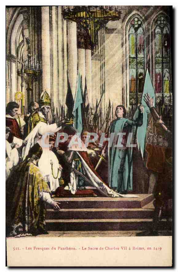CPA Les Fresques du Pantheon Le Sacre de Charles VII a Reims 