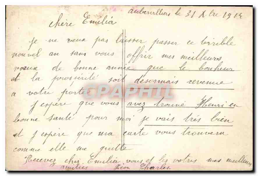 Cinq jeunes filles — 'Bonne Année' — éditeur inconnu, n° 3000 — Verso
