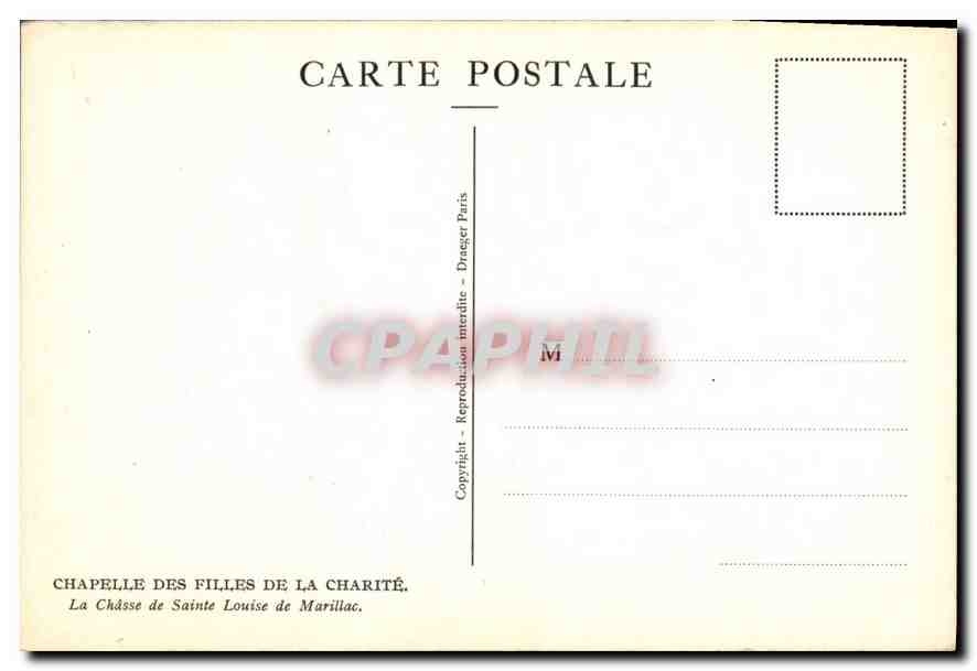 CPA Chapelle des Filles de la Charite La Chasse de Sainte Louise de Marillac  — Rückseite