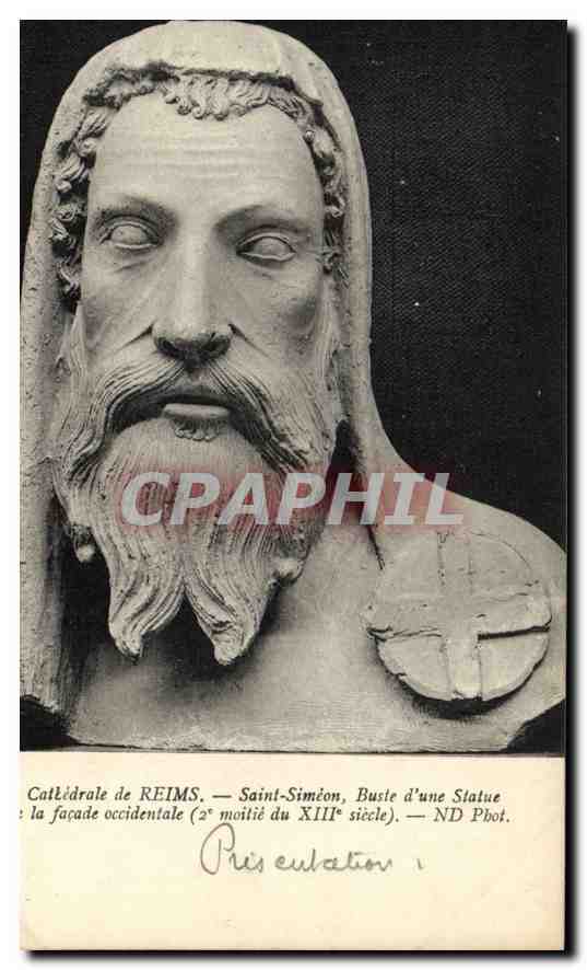 CPA Cathedrale de Reims Saint nSimeon Buste d'une Statue de la facade occidentale 