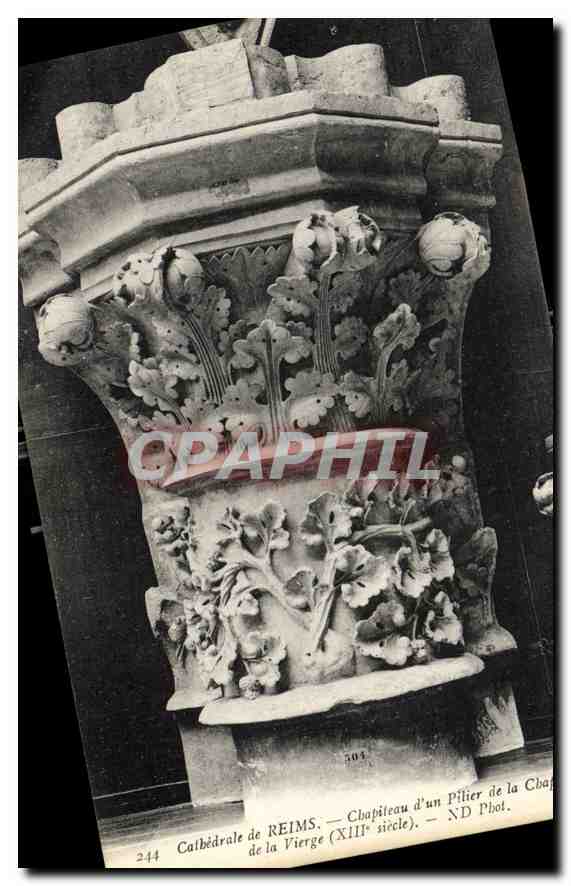 Calédrale de REIMS — Chapiteau d'un Pilier de la Chapelle de la Vierge (XIIIe siècle) — ND Phot.