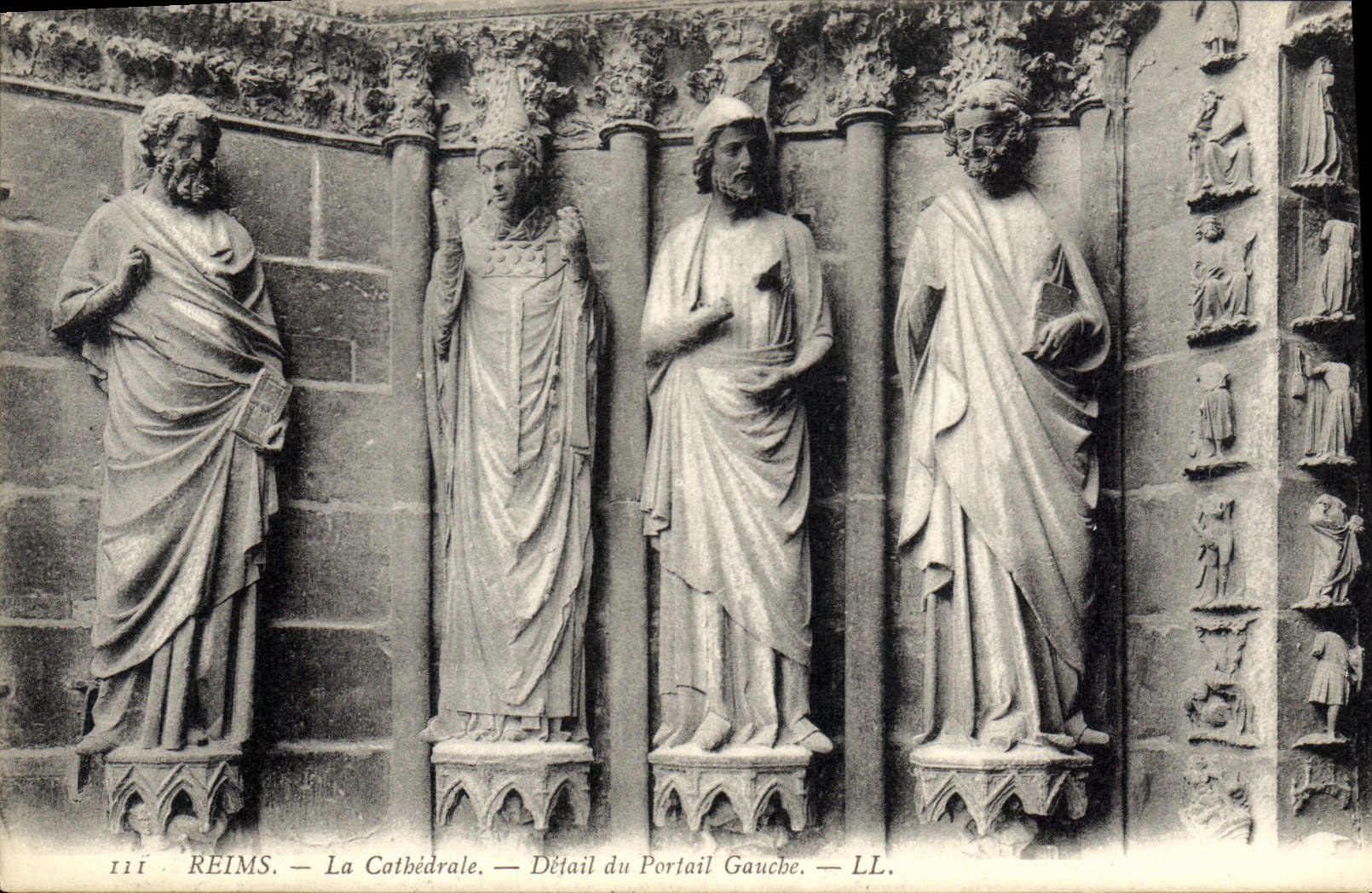 Reims — La Cathédrale — Détail du Portail Gauche — LL.