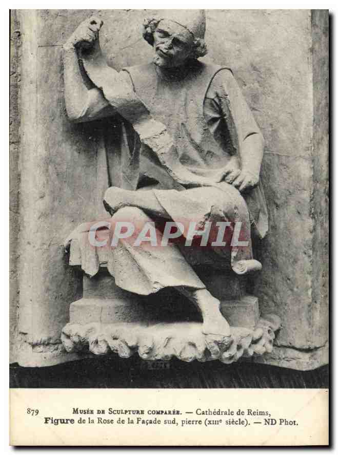 CPA Musee de Sculpture comparee Cathedrale de Reims Figure de la Rose de la Facade sud pierre 
