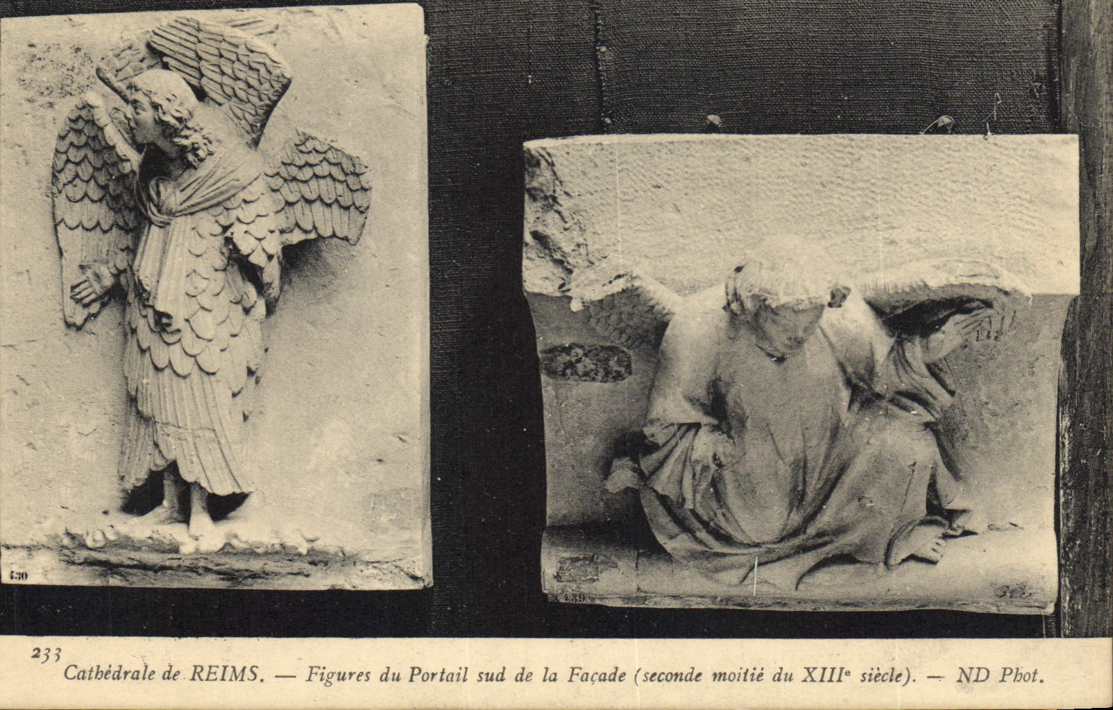 CPA Cathedrale de Reims Figures du Portail sud de la Facade 